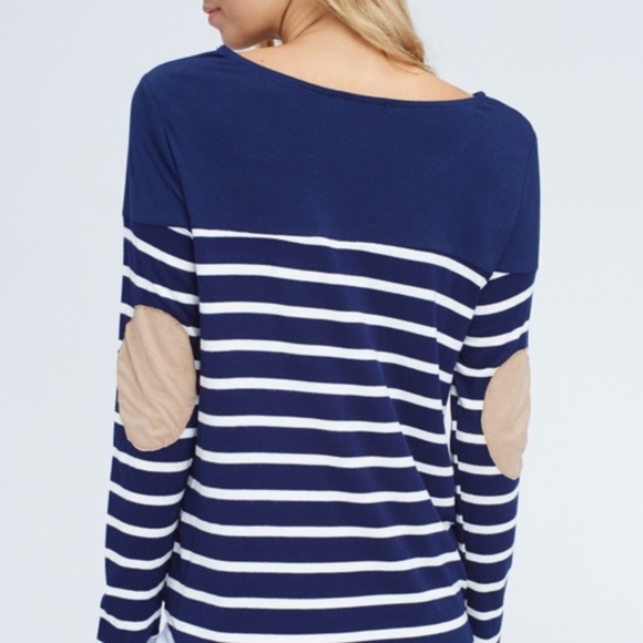 Suede Patch Blue and White Top Sizes S, M - Picture 4 of 4